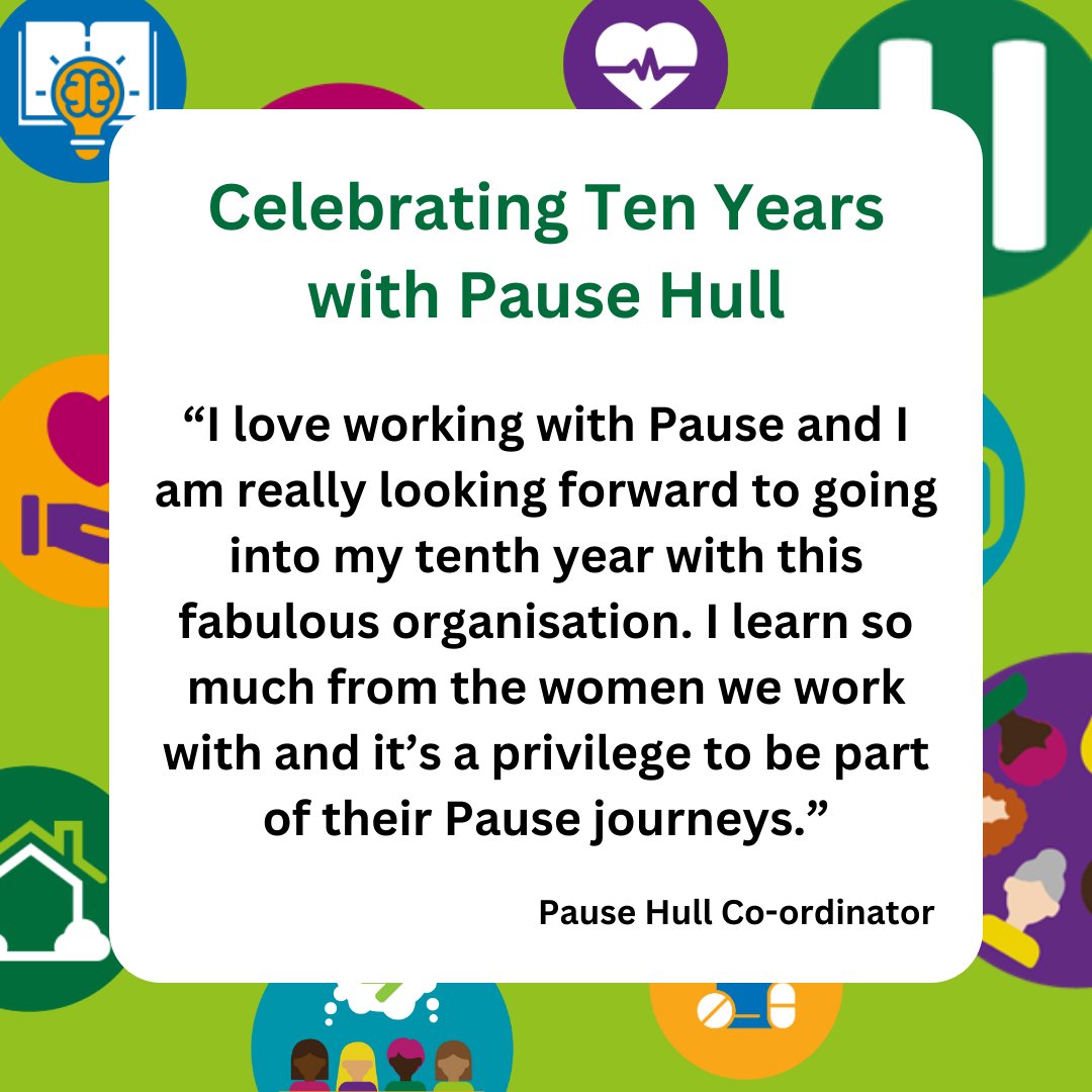 HullPause's tweet photo. Did you know our longest-serving team member reaches a significant milestone this year? TEN YEARS co-ordinating @PauseOrg Hull! As a team we thank her for all her hard work over the years and her dedication to supporting women. @HullCCNews https://t.co/AHIZ1Ga5ml