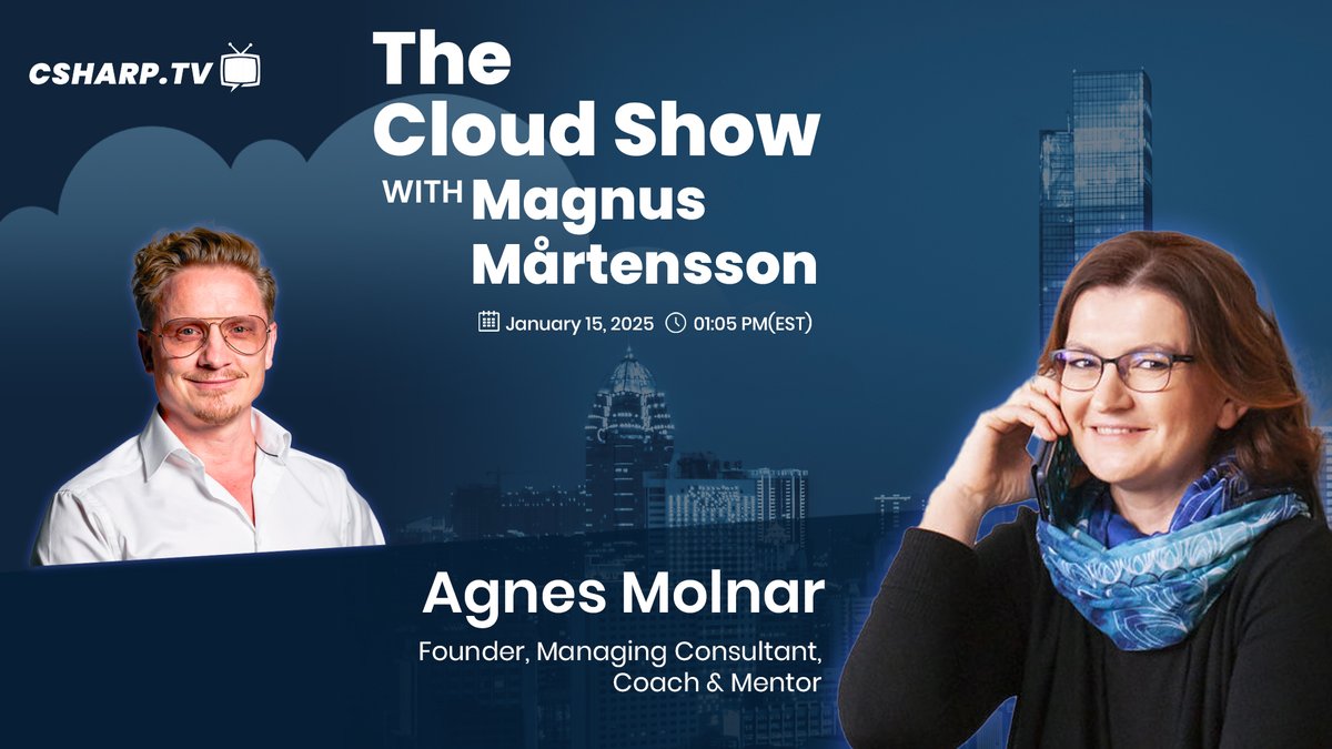 CSharpDotTV's tweet photo. The future of cloud tech awaits!
Join 'The Cloud Show with Magnus Mårtensson' today at 1:05 PM (EST) as @noopman & @molnaragnes break down the top trends.

📺 Live streaming at https://t.co/mCf88quCo1

#TheCloudShow #Cloud #CSharpTV #liveshow #CloudShow #CSharpCorner