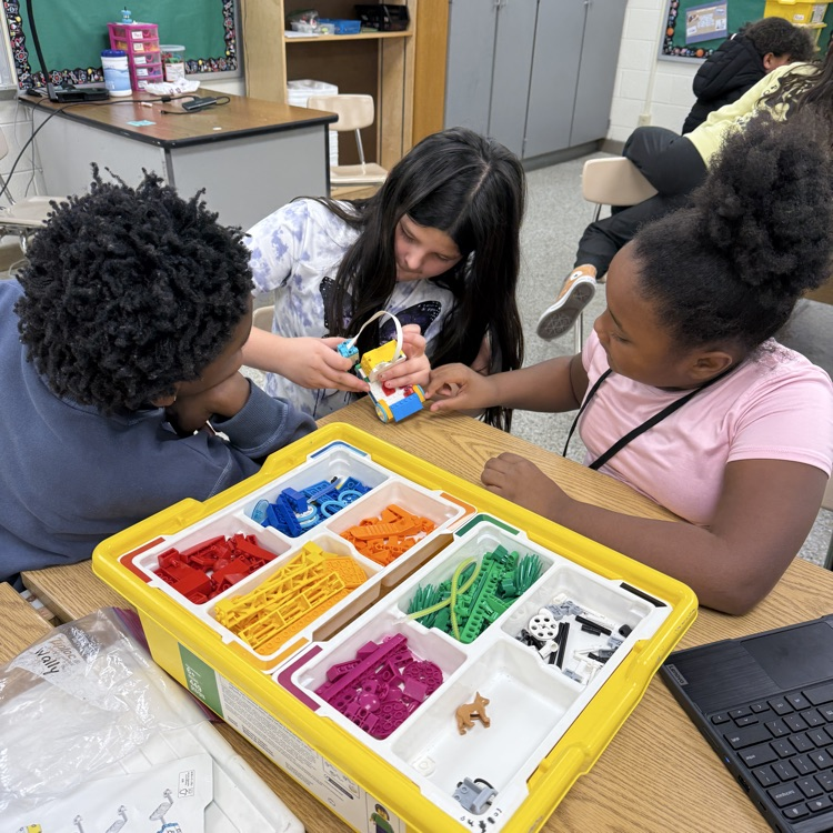Ms. Brennan-Webbs's 4th grade class had a blast learning about math and engineering with LEGO SPIKE!  They build cars and programmed them to travel specific distances using their measurements skills. #STEMeducation #BeBrave