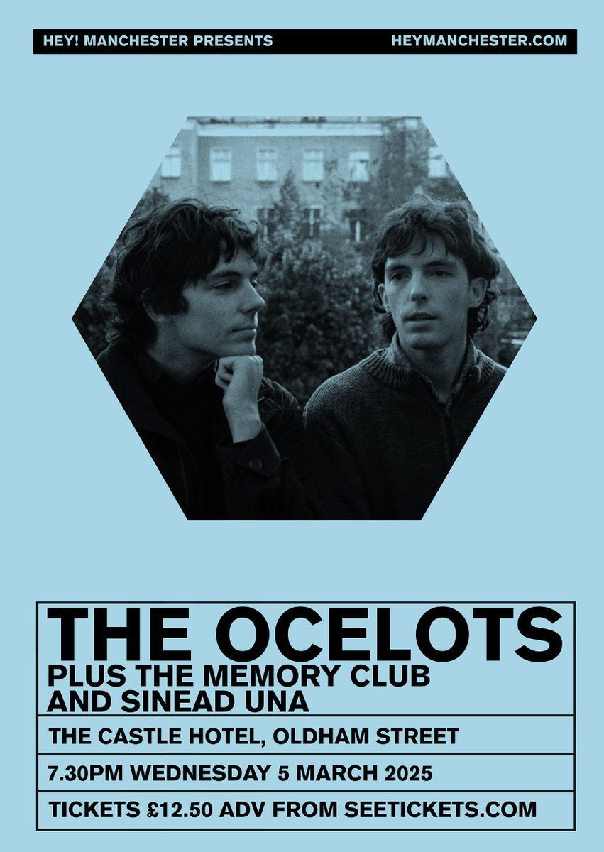 CONFIRMED: <a href="/sinead_una/">sinead</a> will join @theocelotsmusic and #TheMemoryClub at <a href="/thecastlehotel/">The Castle Hotel</a> on Wed 5 Mar. Read more, listen to all three and book now: heymanchester.com/the-ocelots#in…