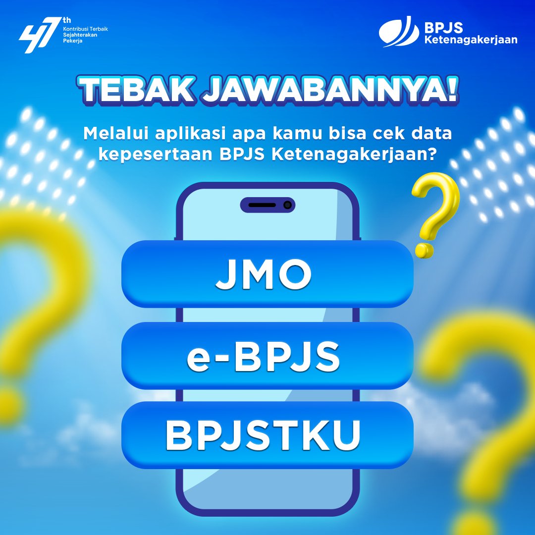 BPJSTKinfo's tweet photo. Yuk tulis jawaban kamu untuk dapetin uang elektronik OVO bagi setiap pemenang yang terpilih! Ikuti sesuai mekanismenya ya!

Kuis ini berlangsung dari tanggal 15 Januari - 21 Januari 2025. Semoga beruntung, Sahabat!

#BPJSKetenagakerjaan
#KerjaKerasBebasCemas https://t.co/jHQNUXYbt9