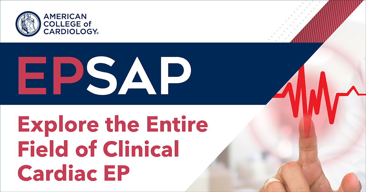 ACCinTouch's tweet photo. Take your electrophysiology knowledge to 🆕 heights with #EPSAP. Designed to cover the full scope of #cvEP, this program includes engaging lectures, hundreds of case-based practice questions, & more. Start learning today: https://t.co/XCLOB9Cq4t https://t.co/KXVVRTpD5H