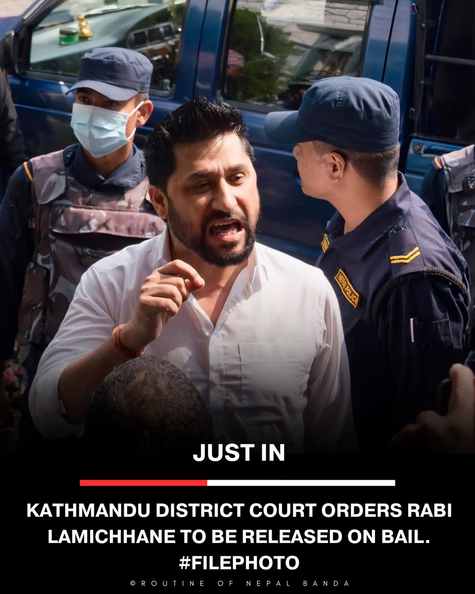 RONBupdates's tweet image. Breaking News: काठमाण्डौ जिल्ला अदालतले रवि लामिछानेलाई धरौटीमा रिहा गर्न आदेश दिएको छ । #Filephoto