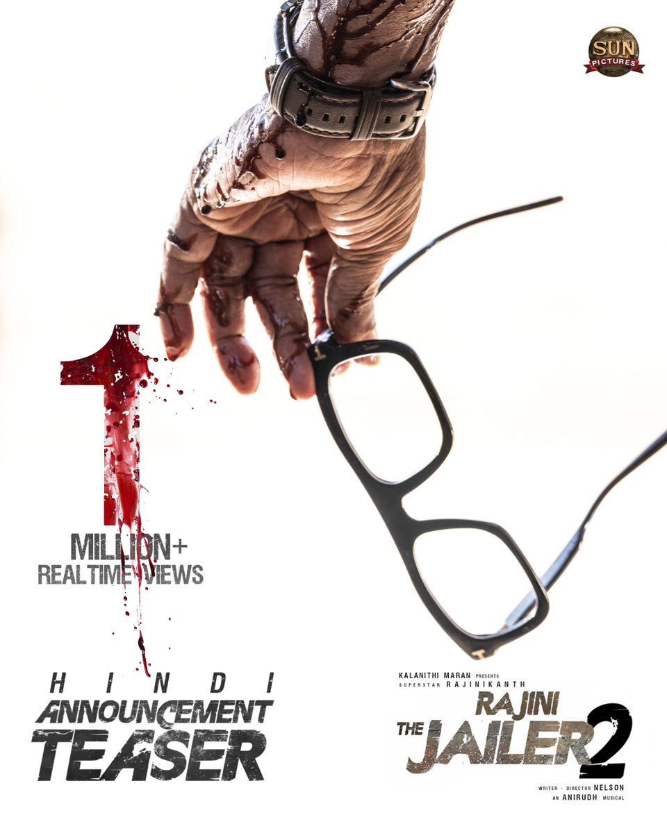 Sun Marathi (@sunmarathi) on Twitter photo 1M+ views for the super stylish #RajiniTheJailer2 Announcement Teaser😎
▶️ youtu.be/sl7gy2uxhjY
<a href="/rajinikanth/">Rajinikanth</a> <a href="/Nelsondilpkumar/">Nelson Dilipkumar</a> <a href="/anirudhofficial/">Anirudh Ravichander</a>
#SunPictures #TheSuperSaga 1M+ views for the super stylish #RajiniTheJailer2 Announcement Teaser😎
▶️ youtu.be/sl7gy2uxhjY
<a href="/rajinikanth/">Rajinikanth</a> <a href="/Nelsondilpkumar/">Nelson Dilipkumar</a> <a href="/anirudhofficial/">Anirudh Ravichander</a>
#SunPictures #TheSuperSaga