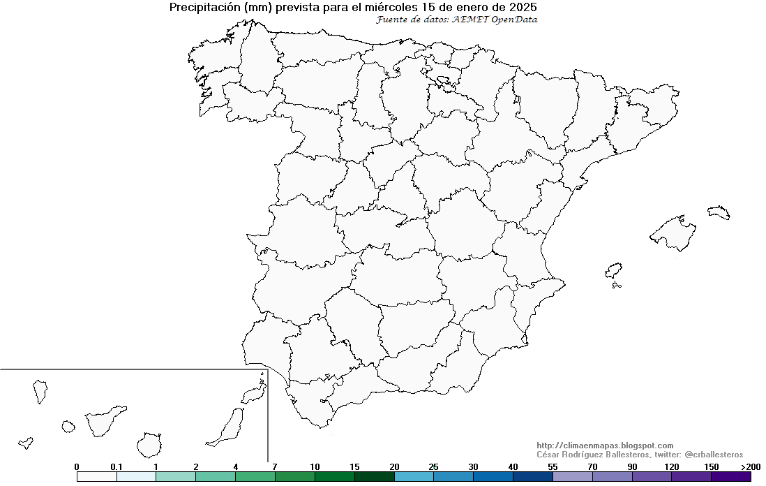 crballesteros's tweet photo. #ClimaEnMapas. Precipitación prevista para hoy y mañana, elaborada con la predicción horaria por municipios de #AemetOpenData
Más información en: https://t.co/Ybb01g4I18 https://t.co/Ml5p5MHJYU