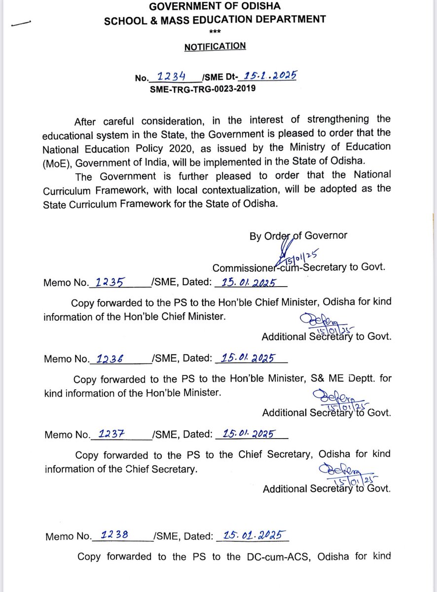 Odisha takes a significant step forward in education! 

The National Education Policy 2020 will now be implemented in the state, aligning with the National Curriculum Framework while incorporating local context. 

Together, let’s build a brighter future for education! 
#NEP2020