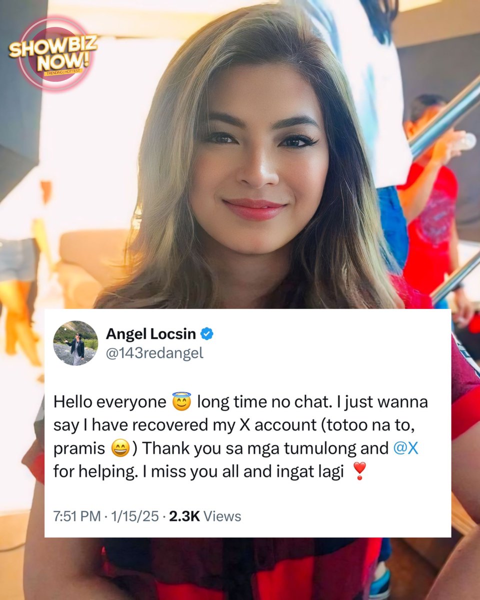 LOOK: The queen is back on X! 👑

Angel Locsin, our beloved actress and philanthropist, has officially returned to the platform after nearly 3 years of hiatus! This comes just days after reclaiming her account from hackers. Could this also hint at a much-awaited showbiz comeback?