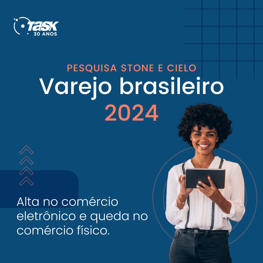 TaskInternet's tweet image. A pesquisa  de varejo Stone/Cielo mostra queda nas vendas físicas em 2024 mas aumento no comércio eletrônico.

Veja as imagens para ver os índices da pesquisa.

#taskinternet #comercioeletronico #hospedagemdesite #emailcorporativo #emailprofissional