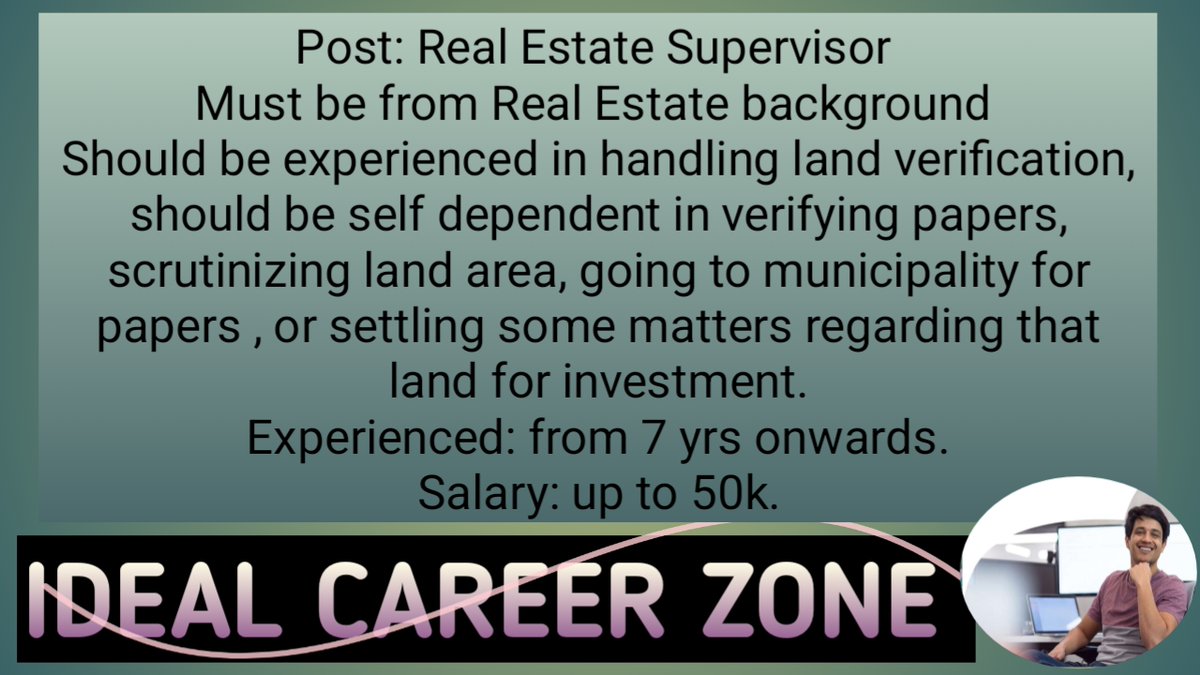 irshadisc's tweet photo. Real Estate Supervisor Job || Senior Site Investigating Officer || Land Development || Kolkata || India
https://t.co/lq27nv3ppX
#RealEstateSupervisorJob, #SeniorSiteInvestigatingOfficer, #LawfirmAccountantJob, #AccountantOfficer,#LandDevelopment, #Kolkata, #ProjectManagerJob, https://t.co/X3BI1Hdt8f