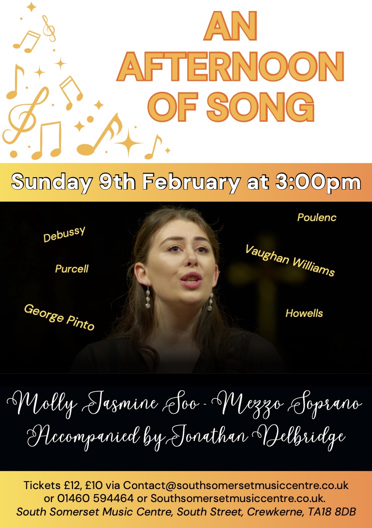 JDelbridgeMusic's tweet photo. I'm looking forward to accompanying the wonderful mezzo soprano Molly Jasmine Soo in this concert at the South Somerset Music Centre.  Tickets have been selling well and can be booked on the events page of https://t.co/JJA49Yqm1n. https://t.co/wwJM5fS5Wi