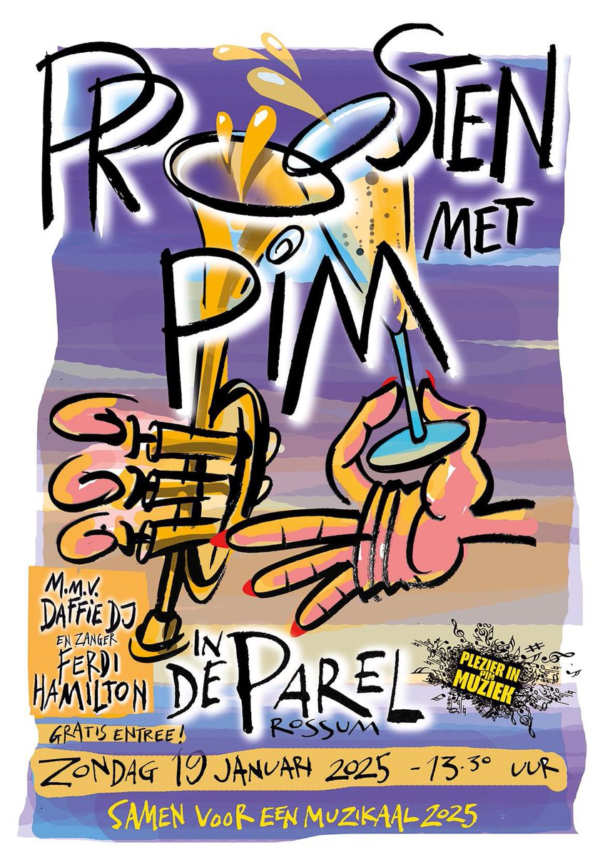 DaffieDJ's tweet photo. Muziek collectief Plezier In Muziek nodigt iedereen uit om, met muziek van PIM, Daffie DJ en Ferdi Hamilton te proosten op een mooi, gezond-  en muzikaal 2025. #proostenmetpim #plezierinmuziek #daffiedj #ferdihamilton #rossum #deparel #gratisentree https://t.co/lPDJbnw7Wg