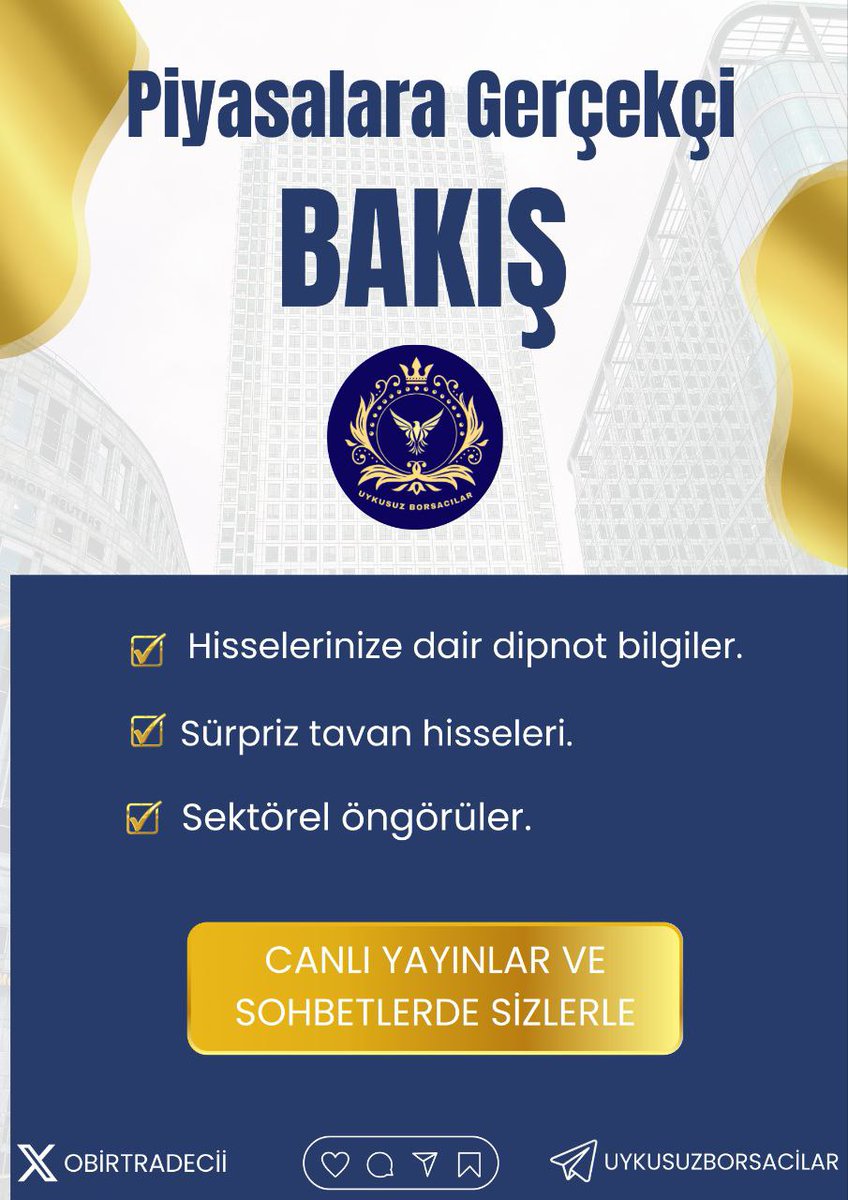 Tutarlı ve isabetli yorumlar,

Derinlik, AKD ve Takas verileri,

Canlı yayında hisse analizleri,

Analiz kanalımızda sizlerle.

<a href="/obirtradecii/">🇹🇷🤜 𝑻 𝑹 𝑨 𝑫 𝑬 ® 🤛 🇹🇷</a>

T.me/uykusuzborsaci…

#SonDakika #Oyakc #Garan #Xu100 #Thyao #Transfer