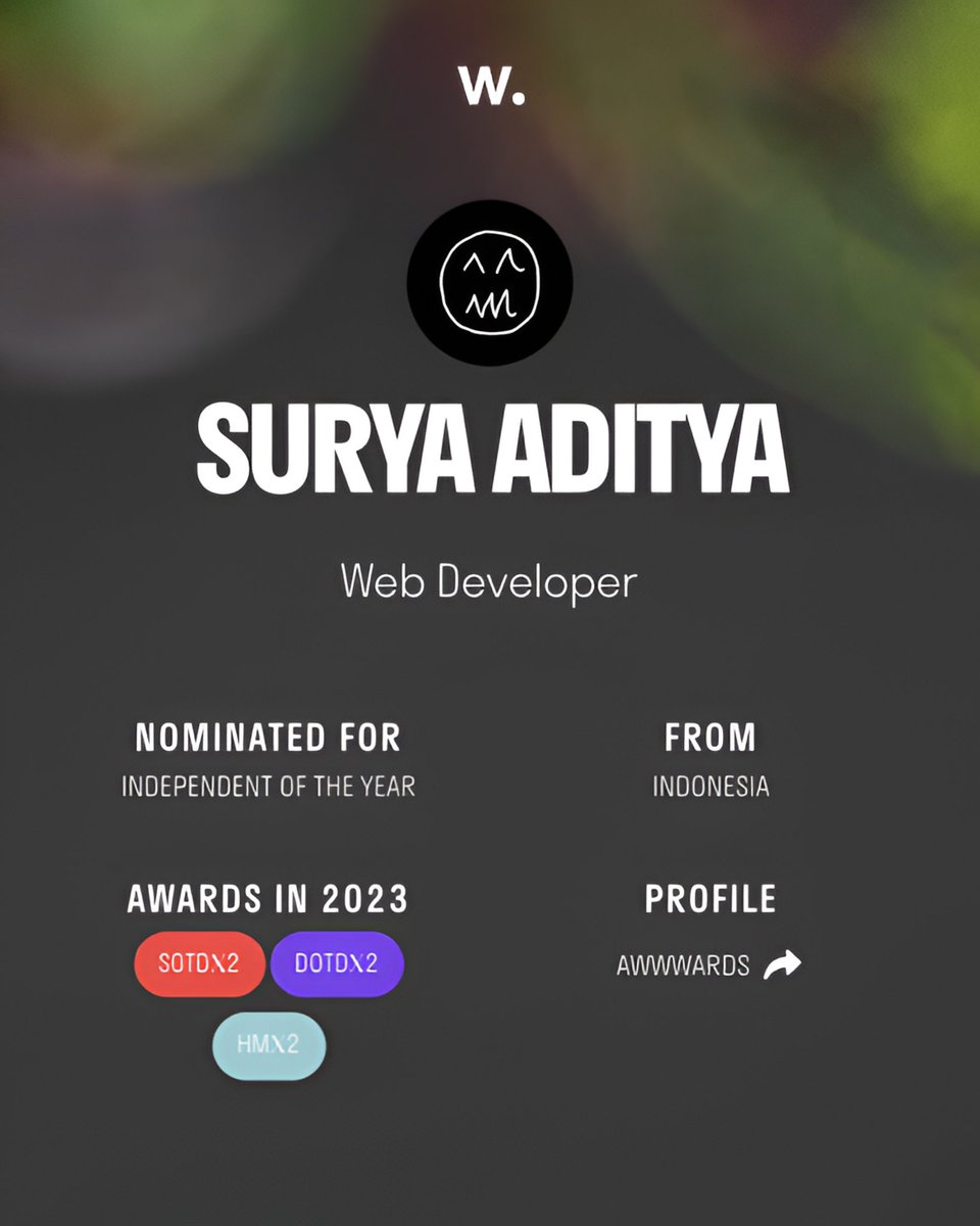 Surya Aditya (@sryaaditya_) on Twitter photo Today, I saw myself nominated for the Best of the Web 2024 at the Annual <a href="/awwwards/">awwwards.</a> . Iām nominated for Independent of the Year and E-Commerce of the Year with <a href="/PowerFoundry/">Power Type⢠Foundry</a> & Brian Stefans. Also thanks for <a href="/simply_aalex/">Alex Tkachev</a> to be part of my journey for Cristina Gomez website.
2024 Today, I saw myself nominated for the Best of the Web 2024 at the Annual <a href="/awwwards/">awwwards.</a> . Iām nominated for Independent of the Year and E-Commerce of the Year with <a href="/PowerFoundry/">Power Type⢠Foundry</a> & Brian Stefans. Also thanks for <a href="/simply_aalex/">Alex Tkachev</a> to be part of my journey for Cristina Gomez website.
2024