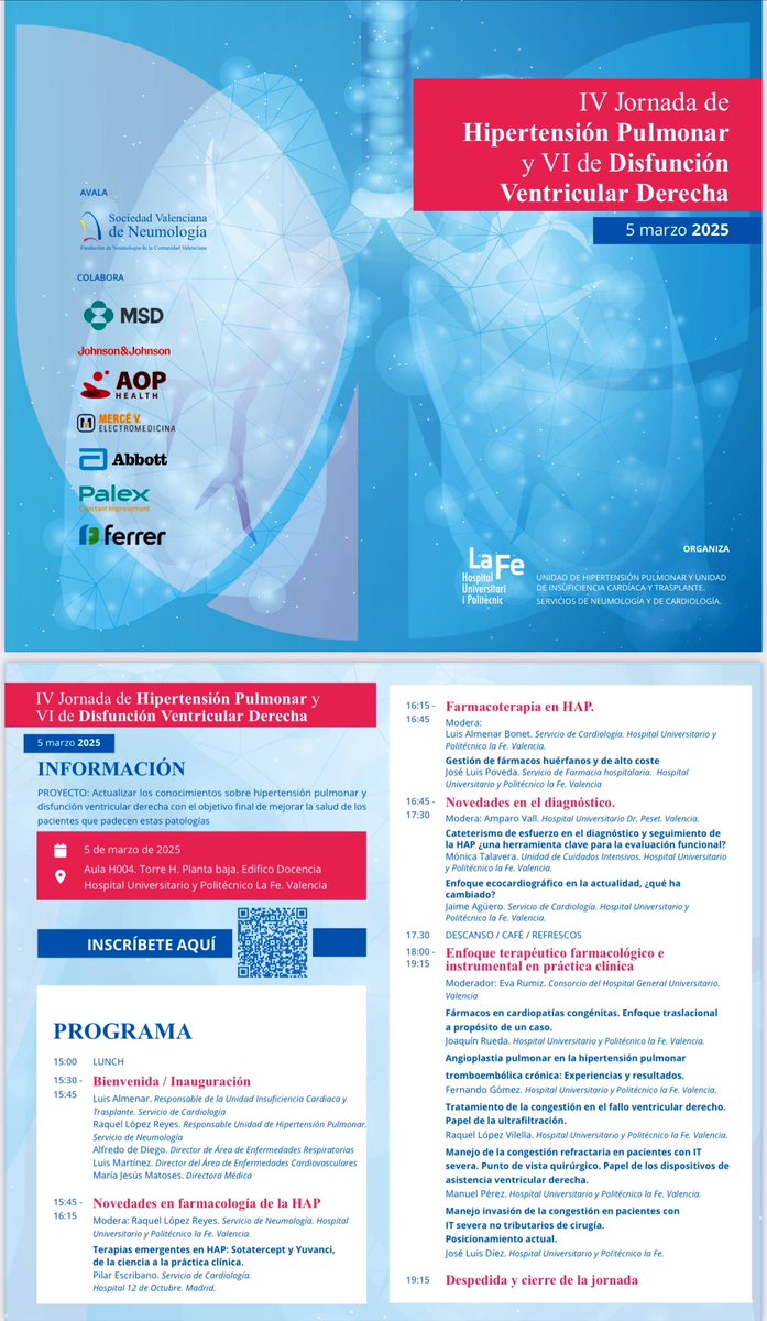 Raquel López Reyes (@picasaries) on Twitter photo 🩺 ¡Atención médicos interesados en Hipertension Pulmonar!
 🚨Un evento clave para actualizarse sobre esta patología
🔜Próxima jornada sobre #HipertensiónPulmonar en el <a href="/HospitalLaFe/">HospitalLaFe</a>
¡No te lo pierdas! 🫁💙
🗓️Fecha: 5 Marzo 🩺 ¡Atención médicos interesados en Hipertension Pulmonar!
 🚨Un evento clave para actualizarse sobre esta patología
🔜Próxima jornada sobre #HipertensiónPulmonar en el <a href="/HospitalLaFe/">HospitalLaFe</a>
¡No te lo pierdas! 🫁💙
🗓️Fecha: 5 Marzo