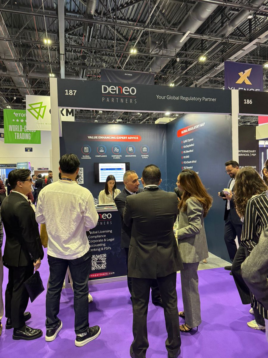 DeneoPartners's tweet photo. 👏A fantastic wrap-up to Day 1 of @iFXEXPO Dubai 2025! @DeneoPartners will see you again tomorrow 📍 Booth 187

#DeneoPartners #consultingfirm #financialadvisory #forex #fx #cfds #globallicensing #offshore #regulatory #advisory #compliance #corporate #accounting #legal #corporate https://t.co/0rjwPmvUdg