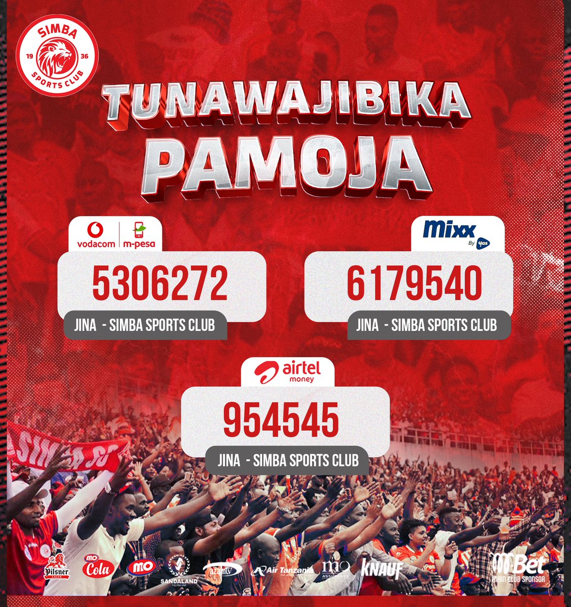 SimbaTOTFans's tweet photo. 𝐓𝐔𝐍𝐀𝐖𝐀𝐉𝐈𝐁𝐈𝐊𝐀 𝐏𝐀𝐌𝐎𝐉𝐀. #WenyeNchi #NguvuMoja https://t.co/APCXax1VCE