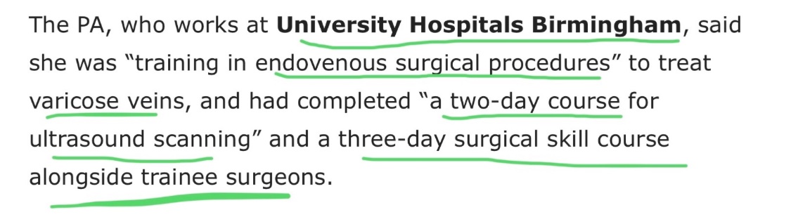 MedRegoncall1's tweet photo. Forget about med school, FP, surgical training from ST1 to ST7, MRCS, etc.

PAs had a 5-day crash course in surgery and are ready to crack on with endovascular procedures.

Chapeau 🎩 https://t.co/iARCgDuHjo