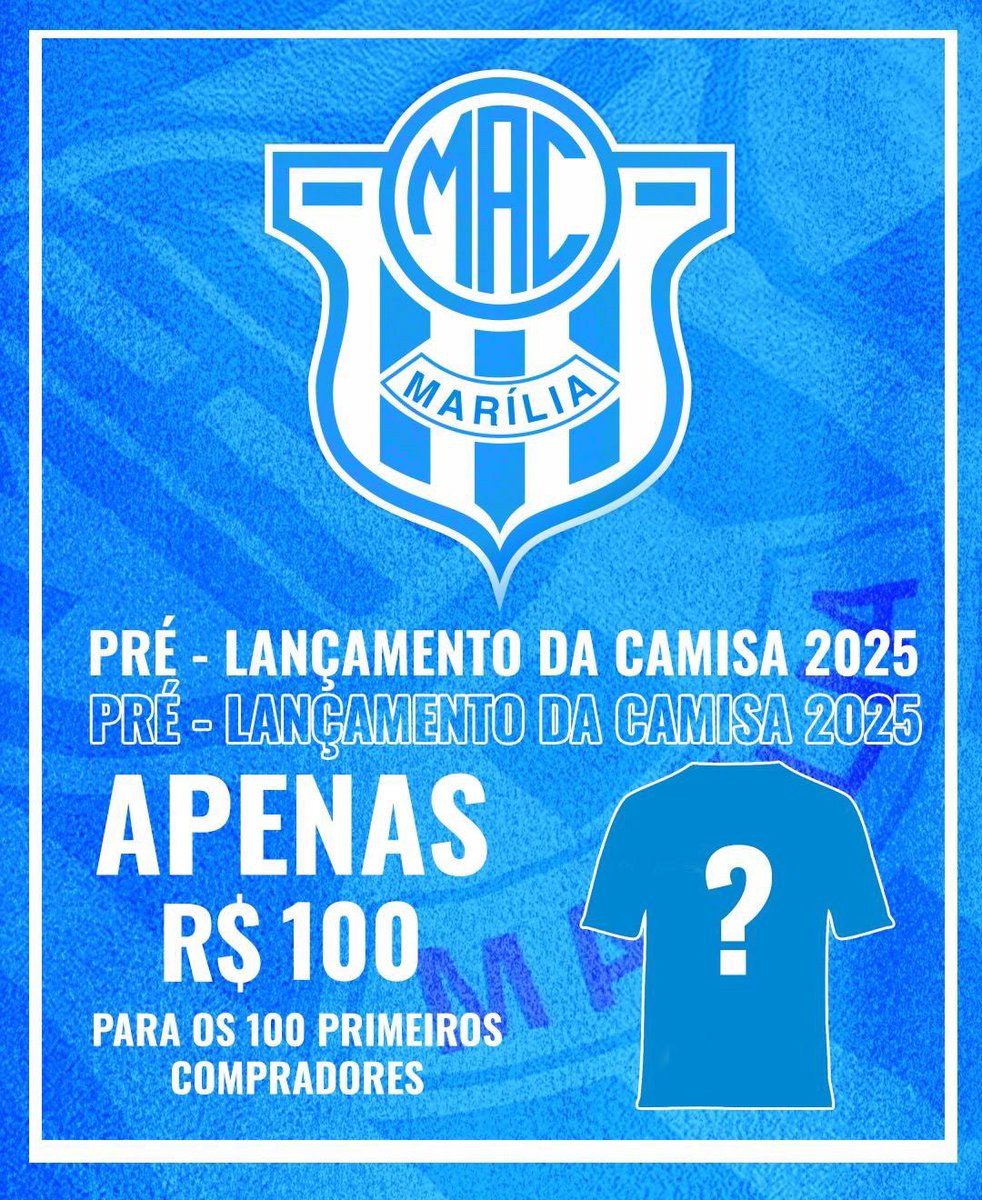 MARILIA1942's tweet photo. 🐯 PRÉ-LANÇAMENTO DA CAMISA ALVICELESTE 2025

Torcedor maqueano, visando o lançamento da camisa 2025, o MAC fará um pré-lançamento exclusivo! Os 100 primeiros compradores pagarão apenas R$ 100. Maiores informações no direct!

#VamosMAC https://t.co/Kvi7oYhMMl