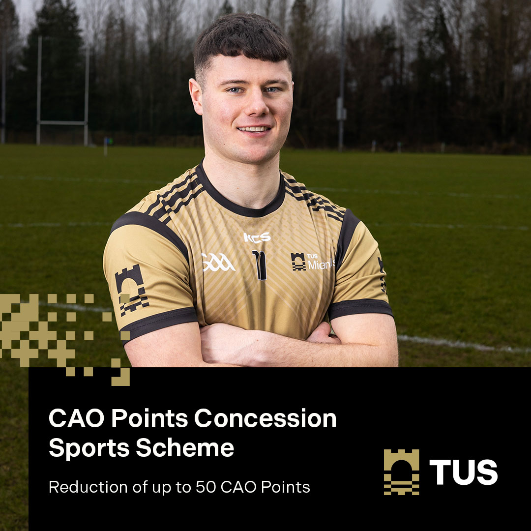 🏅 Know a talented young athlete aiming for university? Did you know? TUS Athlone offers up to 50 CAO points waived through our Elite Sports Persons Entry Scheme!

📚 Help them secure their dream course while excelling in sport.

Details 👉 tus.ie/sport/sports-s…

#StartWithTUS