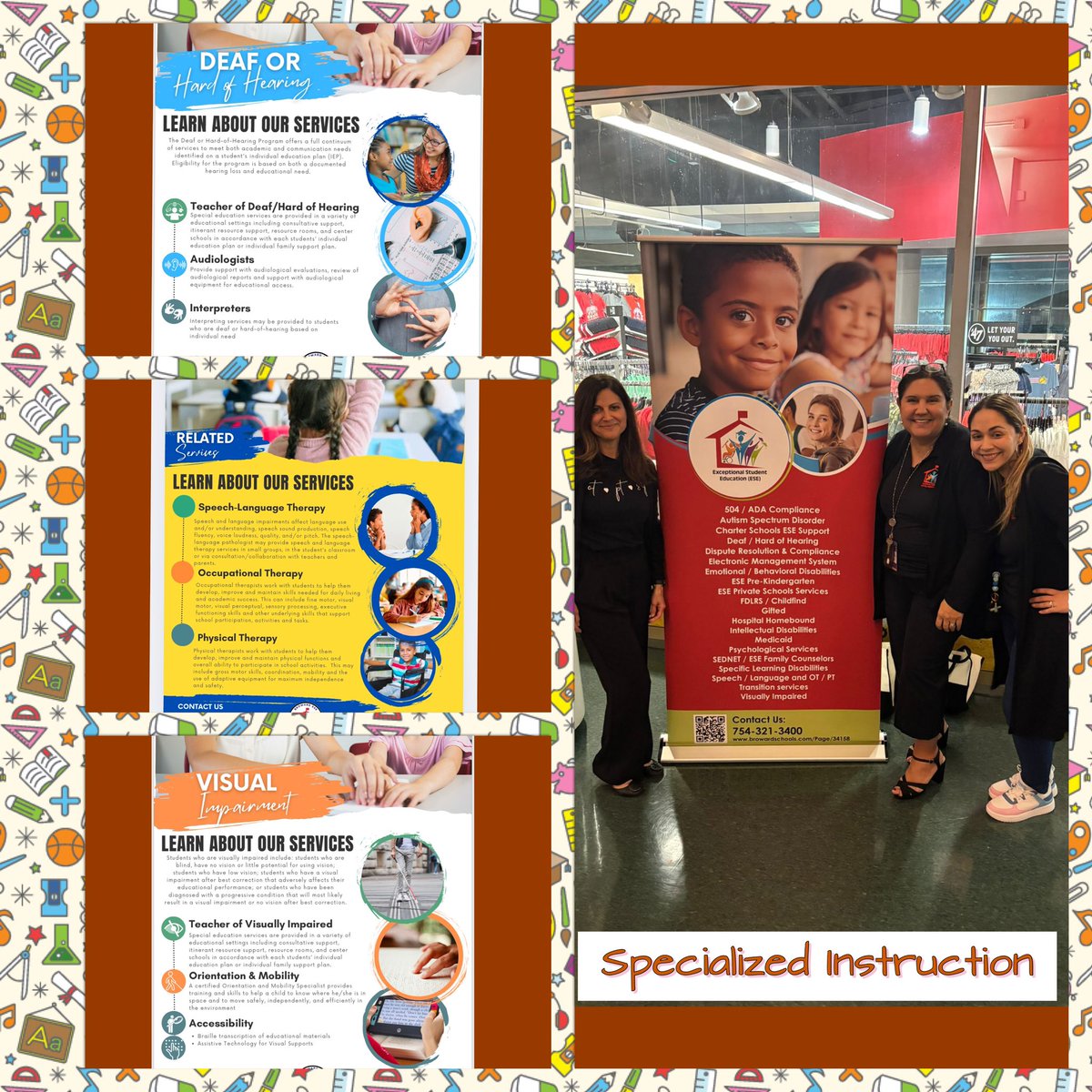 ESE Specialized Instruction was happy to share all of the fabulous related services (Speech-OT-PT) and itinerant services (DHH-VI) that we offer to support student access to instruction at our District Showcase. #ChoosetheBestChooseBCPS #BrowardSPI <a href="/ESEbroward/">Broward ESE</a> 
 <a href="/browardschools/">Broward County Public Schools</a>