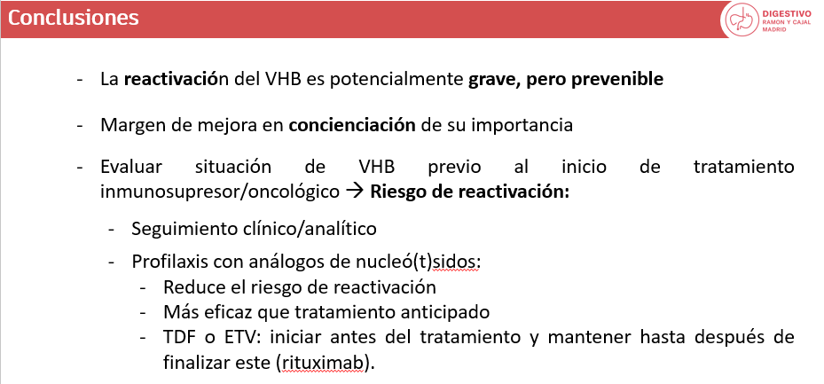 En la sesión semanal de Medicina Preventiva hemos hablado de la importancia de la detección de VHB oculta y de su reactivación en especial en pacientes que van a empezar tratamiento antiCD20 o trasplantados de progenitores hematopoyéticos.