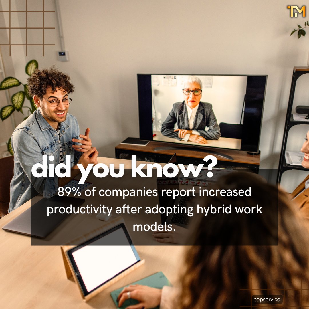 TopservMgmt's tweet photo. Did you know? 89% of companies report increased productivity after adopting hybrid work models.

Is your business leveraging this opportunity? 

Let us help you transition seamlessly.

#WednesdayWisdom #IndustryTrends #BusinessInnovation #ConsultingFirm #FutureOfWork https://t.co/oD6EzbsD09