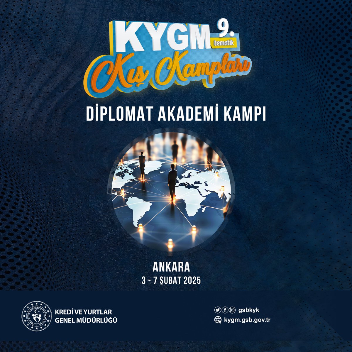 Diplomat Akademi Kampı Ankara’da başlıyor!

Diplomasi, liderlik ve uluslararası ilişkiler konularında bilgi ve beceri kazanmaya hazır mısınız? 🌍

#KYGMKışKampları