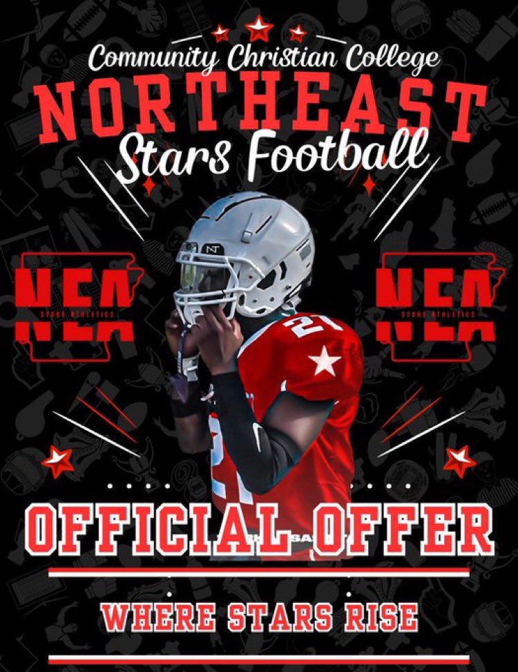 #AGTG After a great conversation with <a href="/CoachThrower55/">Coach Thrower</a> , i’m blessed to receive my 5th offer from NorthEast Arkansas Juco College!❤️🩶
@NEA_Stars_ATH . 
#EPED #TOUGH #OTR