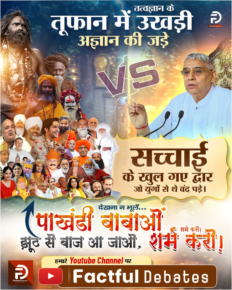 Ekta_988's tweet photo. #हेभोलेइंसान_आंखोंदेखले_भगवान
हे भोले इंसान आंखों देख ले भगवान
सनातनी पूजा के पतन की कहानी
संत रामपाल जी महाराज की जुबानी भाग - 5
MUST WATCH ON Factful Debates Youtube Channel https://t.co/eoMBP7FsEj