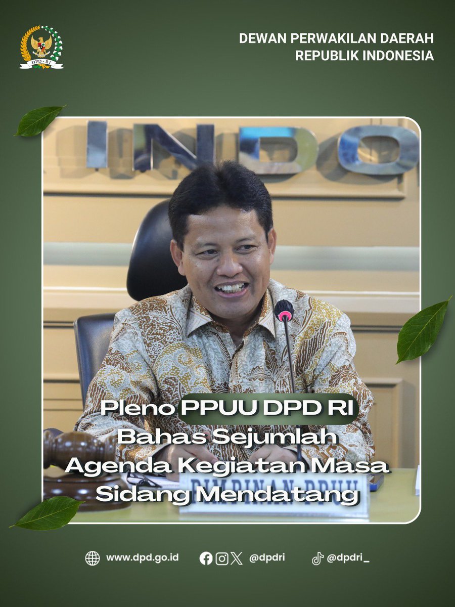 DPDRI's tweet photo. Rapat Pleno PPUU DPD RI yang dipimpin oleh Ketua PPUU, Abdul Kholik, berlangsung dengan sejumlah agenda, yang diharapkan dapat tersusun program kerja legislasi yang optimal dalam mendukung tugas dan fungsi DPD RI.
#dpdri #ppuu https://t.co/rLmK9UBhR7