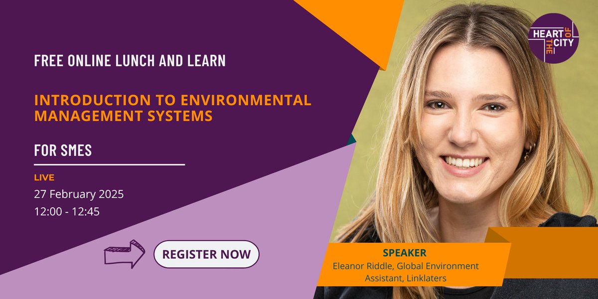 Heart of the City (@hotc_uk) on Twitter photo Join us for our FREE online Lunch and Learn on Environmental Management Systems on 27 Feb, joined by Eleanor Riddle, Global Environment Assistant at <a href="/LinklatersLLP/">Linklaters LLP</a>! Explore the benefits, new cost-savings methods and effective implementation strategies! eventbrite.co.uk/e/lunch-and-le… Join us for our FREE online Lunch and Learn on Environmental Management Systems on 27 Feb, joined by Eleanor Riddle, Global Environment Assistant at <a href="/LinklatersLLP/">Linklaters LLP</a>! Explore the benefits, new cost-savings methods and effective implementation strategies! eventbrite.co.uk/e/lunch-and-le…