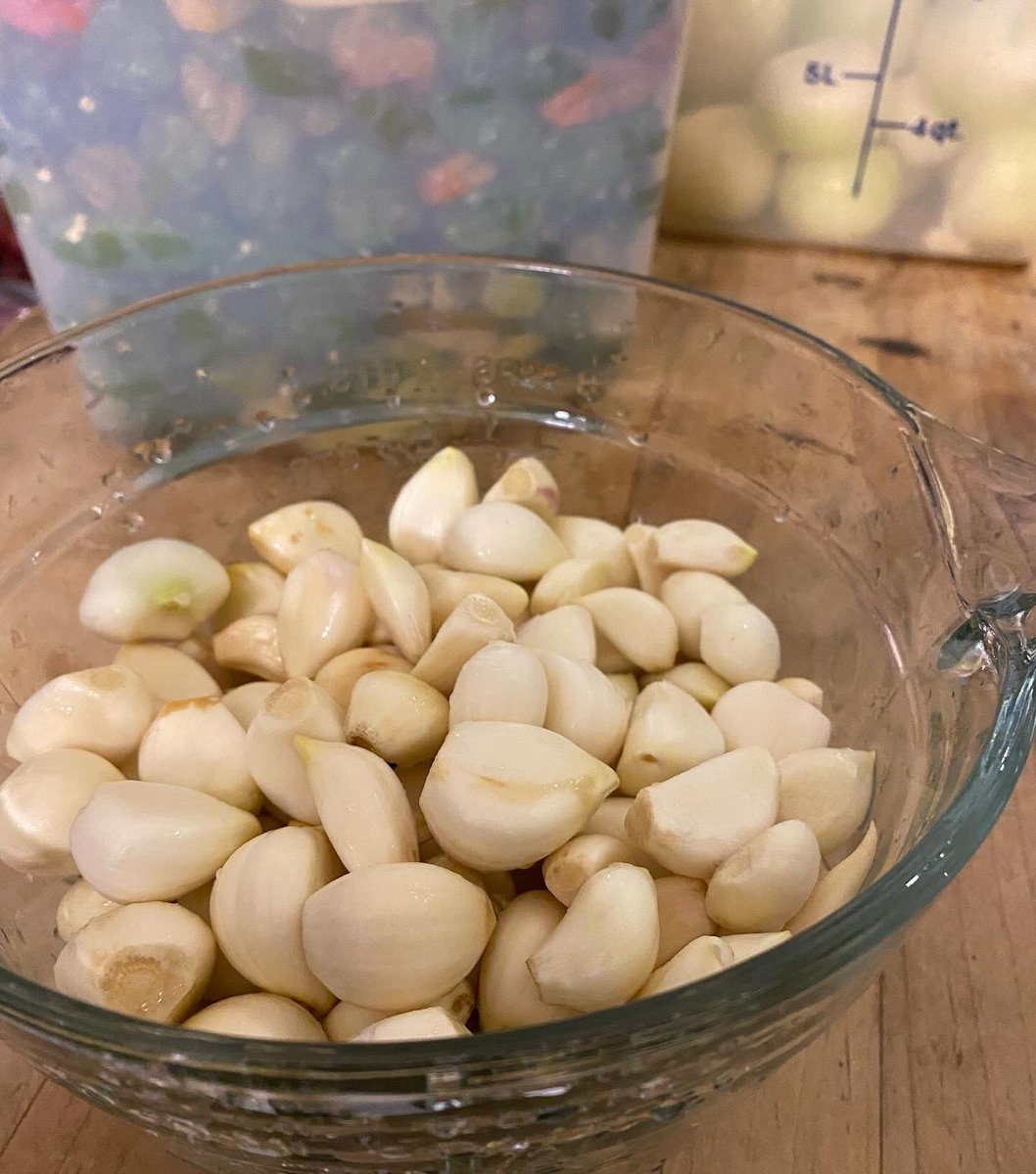 Still peeling our garlic and making hot sauce!