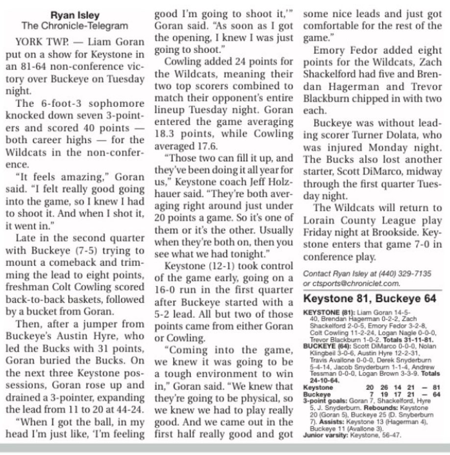 🤯 2027 LIAM GORAN GOES NUTS!
🏀 40 POINTS!
👌🏼 7 TRIPLES!
📈 A VERY BIG TIME PLAYER &amp; PERSON!

Keystone’s 6’4” Liam Goran (<a href="/Liam_goran/">Liam</a>) with a historic night — “It feels amazing.  I felt really good going into the game, so I knew I had to shoot it.”