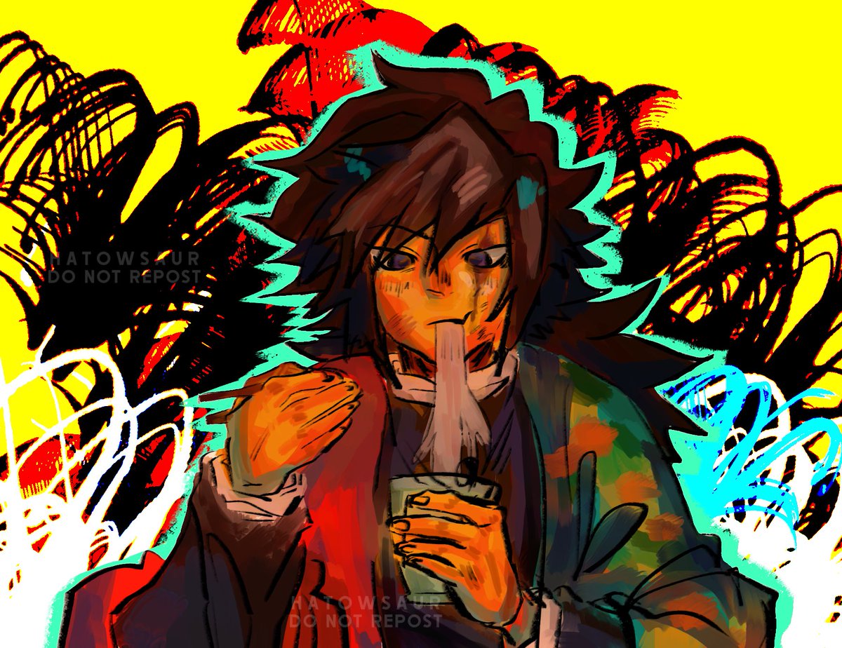 hatowsaur's tweet image. cough cough.. some color practice.. i went a bit overkill with the filters i think 🥲 #kny #giyuutomioka