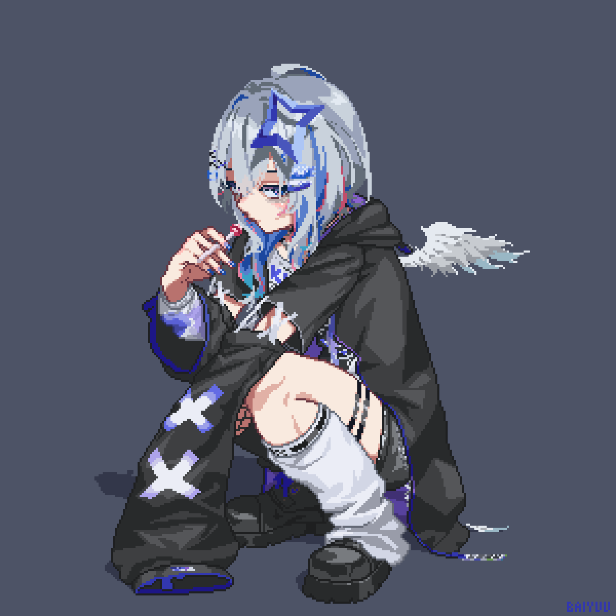 手描きイラスト 天音かなた 天音こなた 天音かなた 「Thanks for the art train!Check out these」|Baiyuuの
