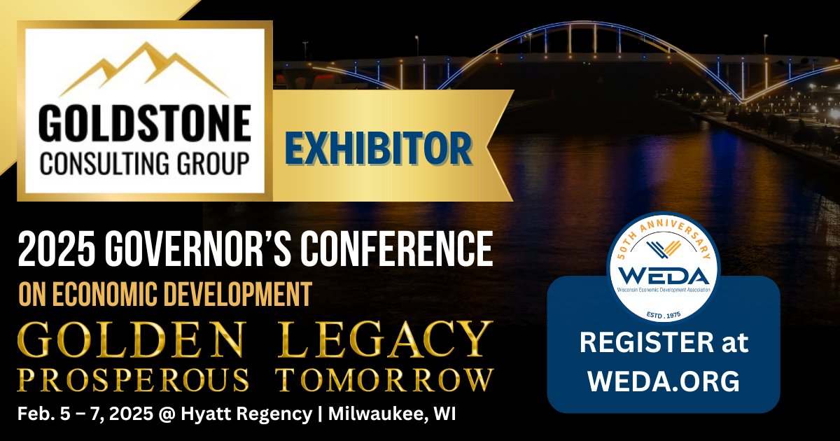Join us February 5th to the 7th in beautiful Downtown Milwaukee for the Wisconsin Economic Development Association's Annual     Governor's Conference on Economic Development.

#economicdevelopment #BuildingCommunityTogether