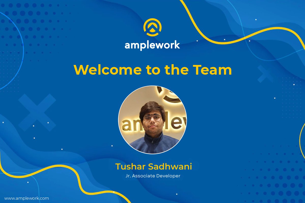 AmpleworkPvtLtd's tweet image. @ampleworksoftware Welcome to the team Tushar Sadhwani, you're a great addition to the team and we know you'll accomplish amazing things at Amplework Software Pvt. Ltd.
Congratulations on the new position and many good wishes to you.
#JuniorDeveloper #AssociateDeveloper