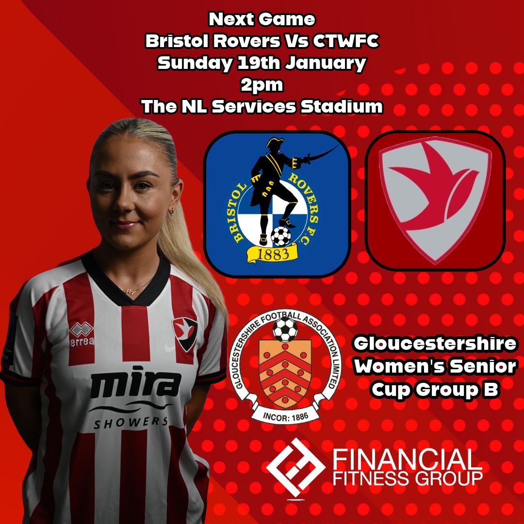 Cheltenham Town Women FC (@ctwomenfc) on Twitter photo ๐ดNEXT GAME๐ด
We shift our focus to the <a href="/GlosFA/">Gloucestershire FA โฝ</a> Womenโs Senior Cup this weekend as we travel to <a href="/Official_BRWFC/">Bristol Rovers Women</a> on Sunday! ๐ด๐
๐
Sunday 19th January, 2pm
๐๏ธBristol Manor Farm, BS9 2EJ
#CTWFC #GlosFA ๐ดNEXT GAME๐ด
We shift our focus to the <a href="/GlosFA/">Gloucestershire FA โฝ</a> Womenโs Senior Cup this weekend as we travel to <a href="/Official_BRWFC/">Bristol Rovers Women</a> on Sunday! ๐ด๐
๐
Sunday 19th January, 2pm
๐๏ธBristol Manor Farm, BS9 2EJ
#CTWFC #GlosFA