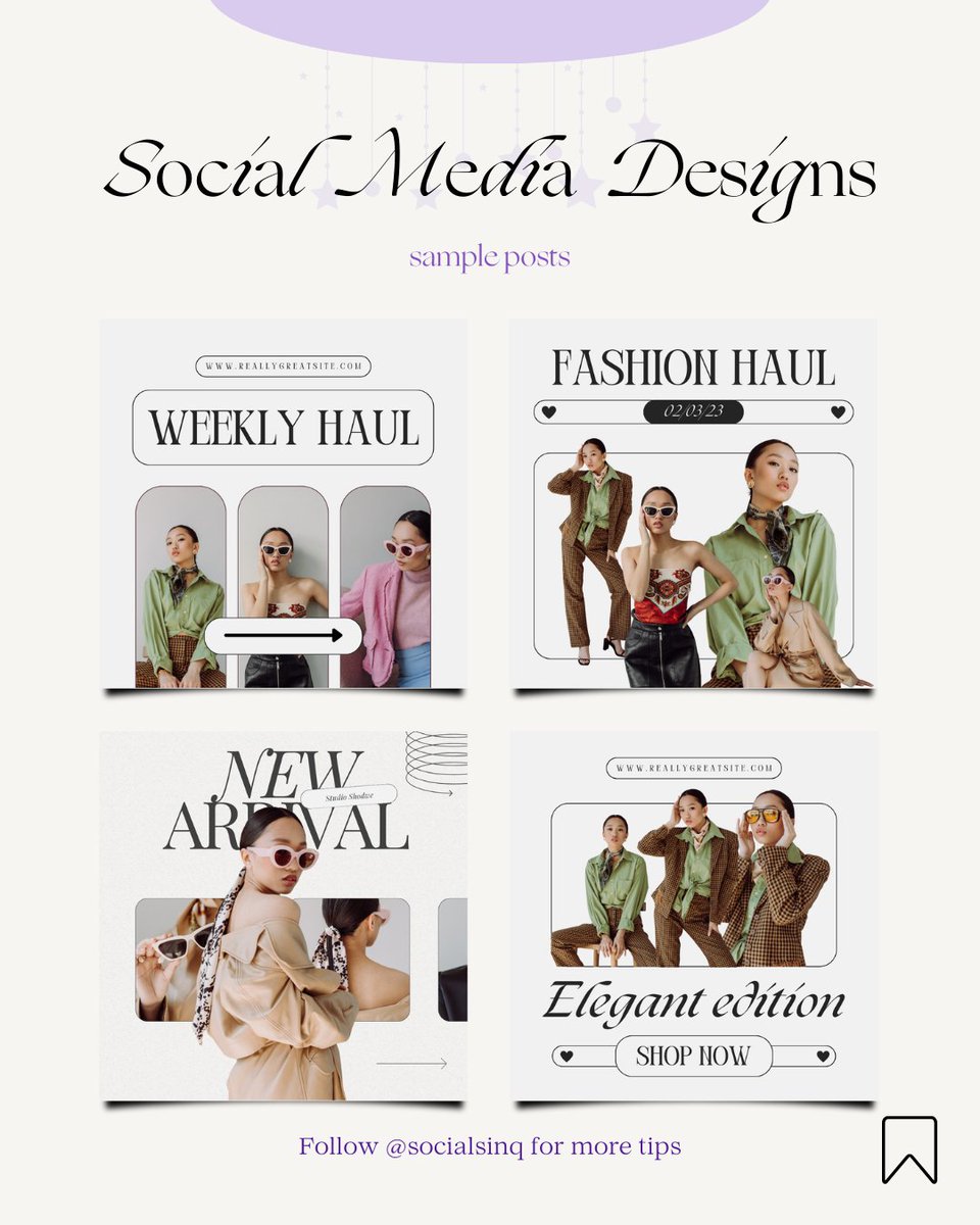 See what we can do! 🤩 Check out some sample posts created by our talented team at Social SinQ. 

#MarketingGoals #CustomerEngagement #OnlinePresence #TargetAudience #BusinessOwners #MarketExpansion