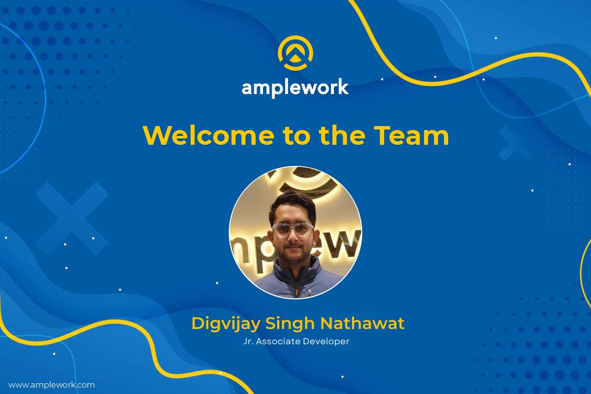 AmpleworkPvtLtd's tweet image. @ampleworksoftware Welcome to the team Digvijay Singh Nathawat, you're a great addition to the team and we know you'll accomplish amazing things at Amplework Software Pvt. Ltd.
Congratulations on the new position and many good wishes to you.
#JuniorDeveloper #AssociateDeveloper