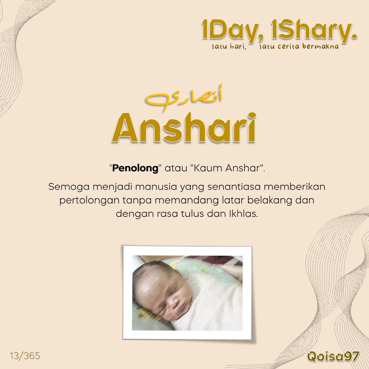 Sebuah nama yang menjadi doa dan harapan orang tua.
Doa itu bernama Bilfaqih Ozair Anshari.

#qoisa97