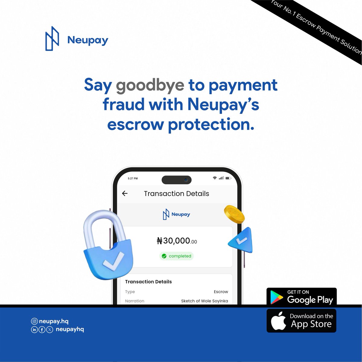 neupayHQ's tweet photo. Tired of payment scams?
Neupay’s escrow protection ensures your money stays safe until you get exactly what you paid for. Say hello to stress-free transactions! 🔐💳

#neupay #securepayments #safetransactions #escrowprotection https://t.co/2Q5vQ07hyY