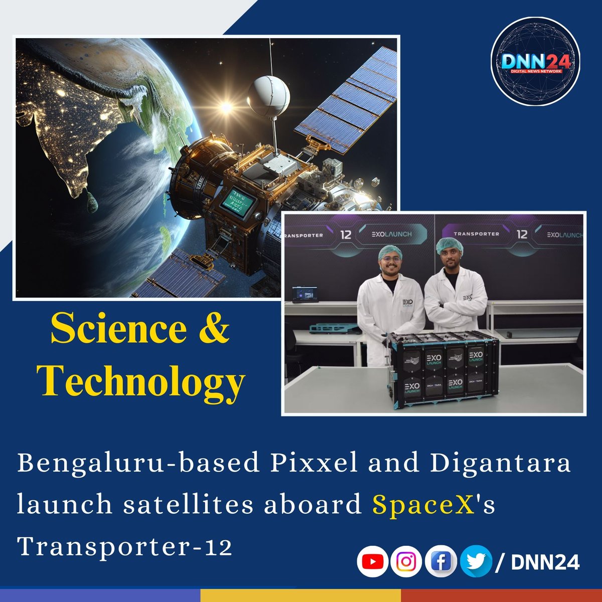 Dnn24Network's tweet image. Two Indian space start-ups, Pixxel and Digantara, successfully launched their satellites aboard a SpaceX rocket to closely monitor Earth&apos;s surface and objects in orbit, marking a new era for private companies in the space sector

awazthevoice.in/gadgets-news/p…

#PIxxel #Digantara…