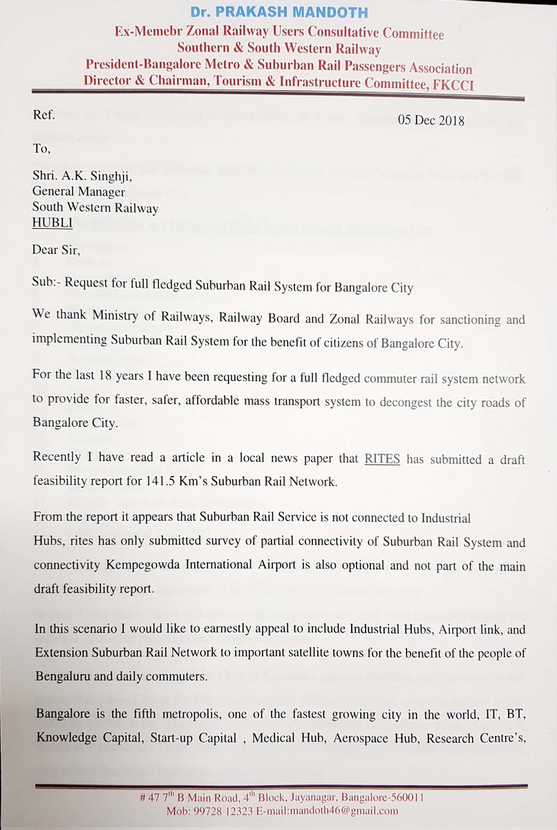 MandothPrakash's tweet image. Chairman Railway Board GM South Western Railwys Govt Of Karnataka Urban DevelopmentDepartment GOK &amp;amp; K-Ride For Sanctioning Full Fledged Suburban Rail Network As Present Preliminary DPR Submitted By #RITES Is #Partial  #intraCity @MBPatil @KridePrm @chiefsecy_gok @UDDKarnataka 2/3