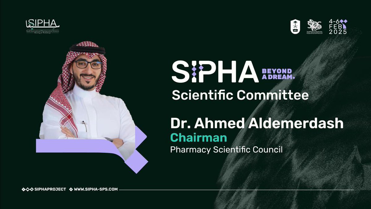Join me at #SIPHA25, held at #MiskCity from 4-6 February 2025, to learn, engage, and connect with industry leaders and experts in the field of pharmacy!
#BeyondADream

Register Now | sipha-sps.com