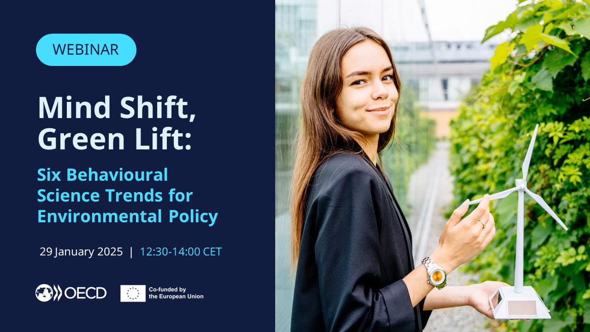 OECD Observatory of Public Sector Innovation (@opsigov) on Twitter photo 6⃣ #BehaviouralScience trends for environmental policy 🌱
Join our webinar with #BeSci experts Chiara Varazzani, Mia Drazilova & guest speakers, <a href="/kumikitamori/">Kumi Kitamori</a>, <a href="/LuciaReisch/">Lucia Reisch</a>, <a href="/SanchayanBanerj/">Dr. Sanchayan Banerjee</a> & Malte Petersen
📅29 Jan
🕐12:30-14:00 CET
🔗 bit.ly/40r2kpj 6⃣ #BehaviouralScience trends for environmental policy 🌱
Join our webinar with #BeSci experts Chiara Varazzani, Mia Drazilova & guest speakers, <a href="/kumikitamori/">Kumi Kitamori</a>, <a href="/LuciaReisch/">Lucia Reisch</a>, <a href="/SanchayanBanerj/">Dr. Sanchayan Banerjee</a> & Malte Petersen
📅29 Jan
🕐12:30-14:00 CET
🔗 bit.ly/40r2kpj