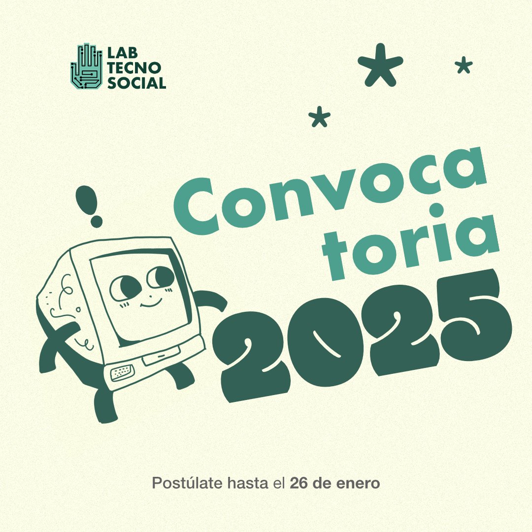 📢 🤖 ¡Convocatoria de pasantías y voluntariado abierta! Postúlate para formar parte de los diferentes proyectos del #LabTecnoSocial hasta este 26 de enero.

Revisa las bases aquí: bit.ly/pasantias2025-…
