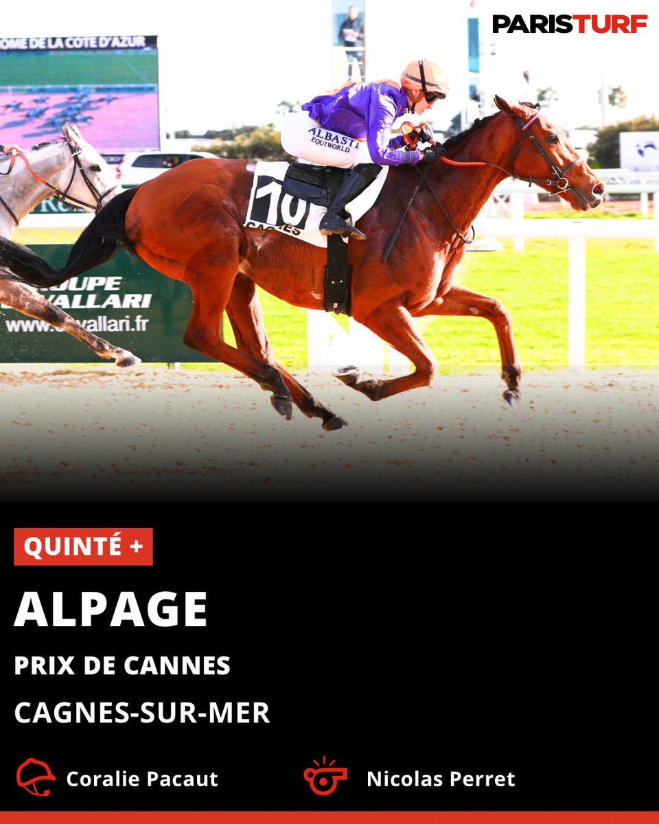 ALPAGE s’impose dans le Quinté+ du jour 🏆 <a href="/CPacaut/">Coralie Pacaut</a> 
🏁 10-7-11-16-9