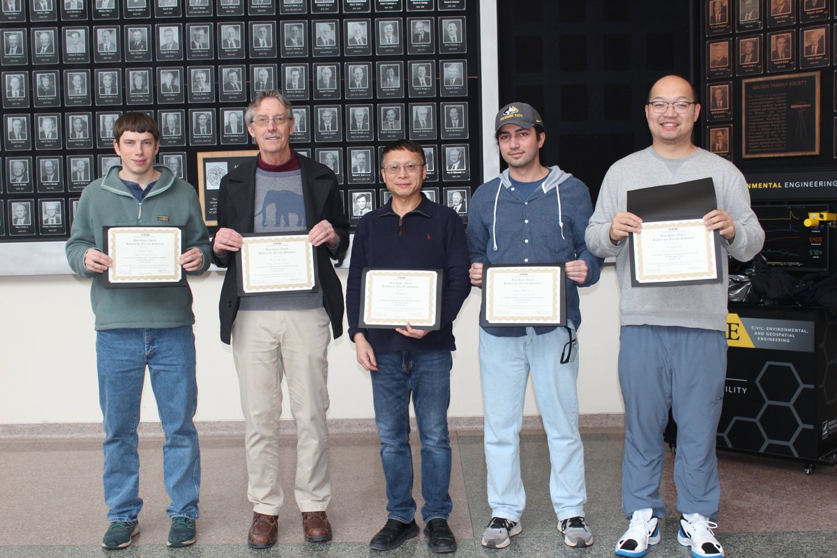 mtucege's tweet photo. MTU researchers were honored for their paper on using recycled plastics to enhance asphalt durability. Dr. Zhanping You accepted the award in DC, celebrating this milestone for sustainable infrastructure. 🌍♻️
#MTUResearch #Sustainability #Engineering https://t.co/nFSpb4bzJy