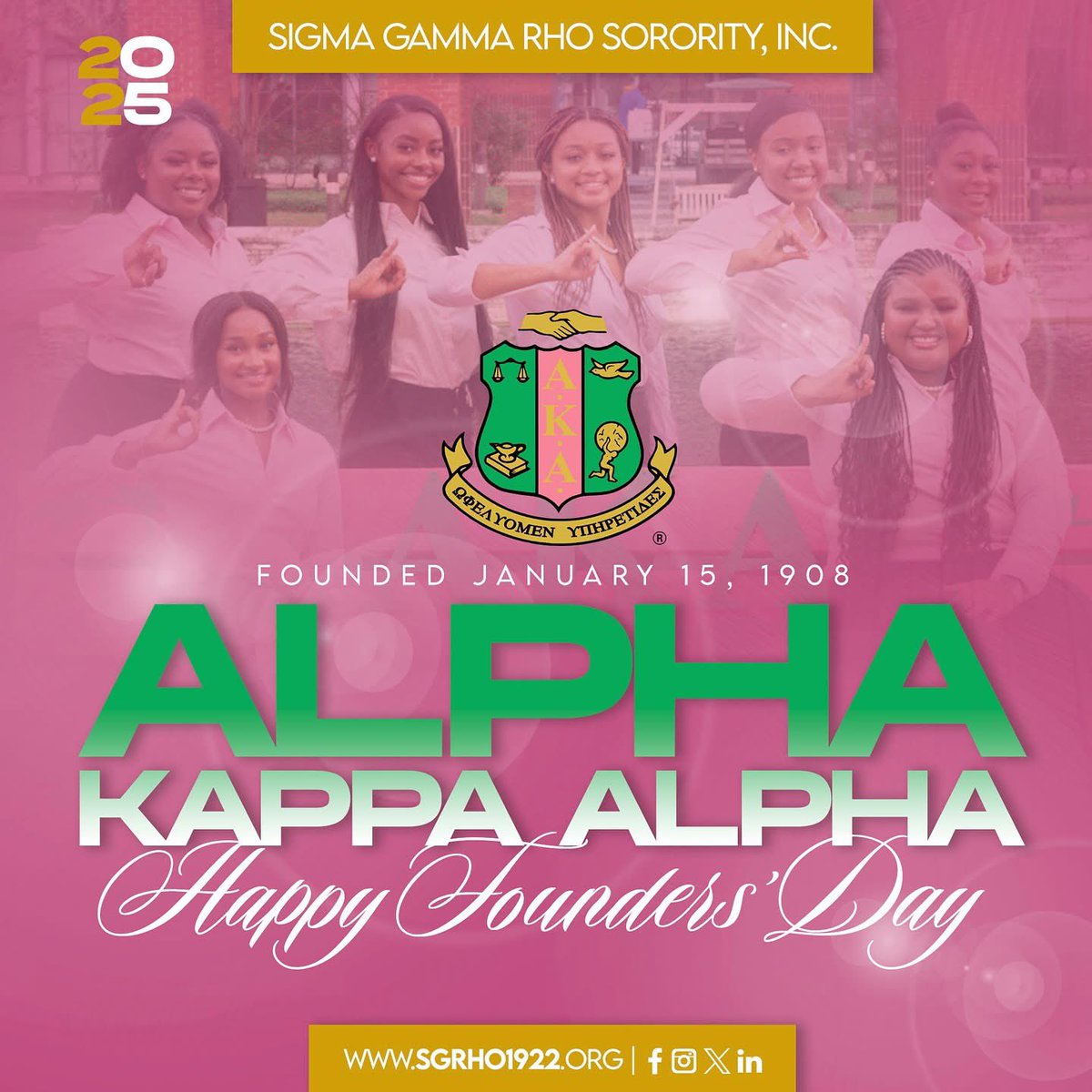 Happy Founders’ Day to the Women of Alpha Kappa Alpha Sorority, Incorporated from the Women of Sigma Gamma Rho Sorority, Incorporated!

#SigmaGammaRho #AlphaKappaAlpha